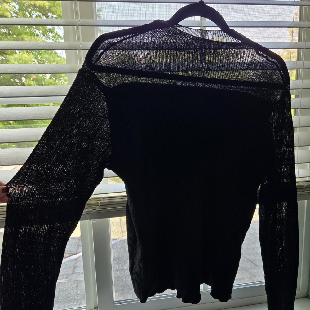 Anewsta Black Sheer Panel Sweater